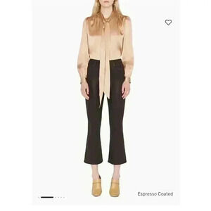 New FRAME Le Crop Flare Brown Espresso Coated Jeans Size 30